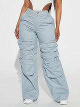 Liber Women's Summer Y2K Solid Cargo Trousers